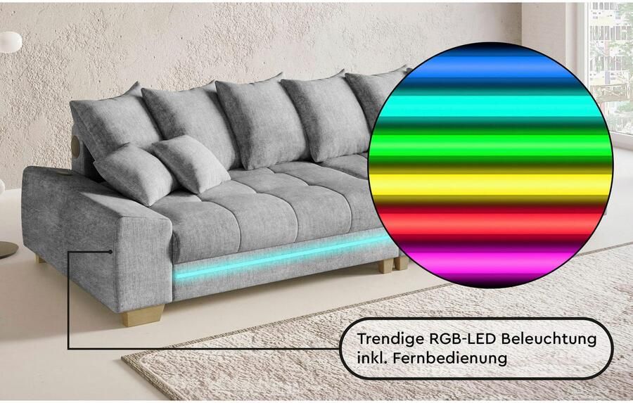 Mr. Couch Hoekbank Nikita II L-vorm met koudschuim rgb-led geluidssysteem optioneel met bed bedlade - Foto 2