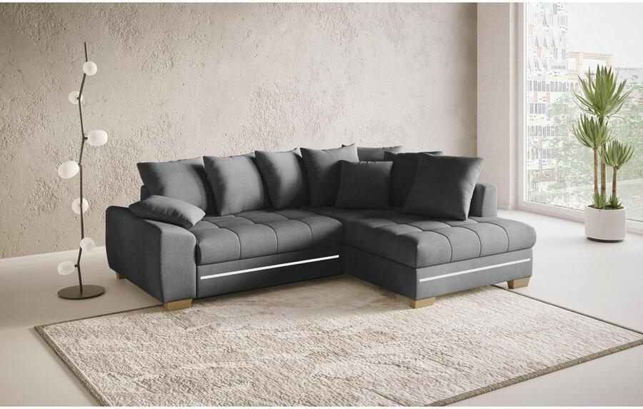 Mr. Couch Hoekbank Nikita II L-vorm met rgb-led verlichting optioneel met bed bedlade koudschuim