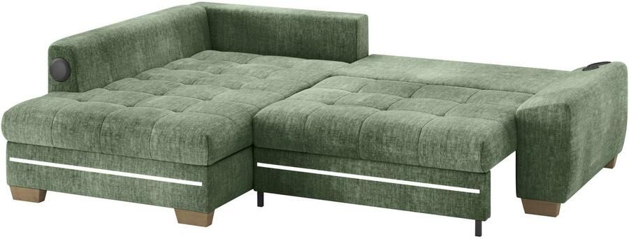 Mr. Couch Hoekbank Nikita II L-vorm RGB-LED Bluetooth-geluidssysteem optioneel met bed bedlade - Foto 3