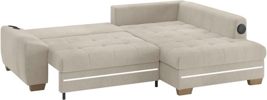 Mr. Couch Hoekbank Nikita II L-vorm RGB-LED Bluetooth-geluidssysteem optioneel met bed bedlade - Foto 3