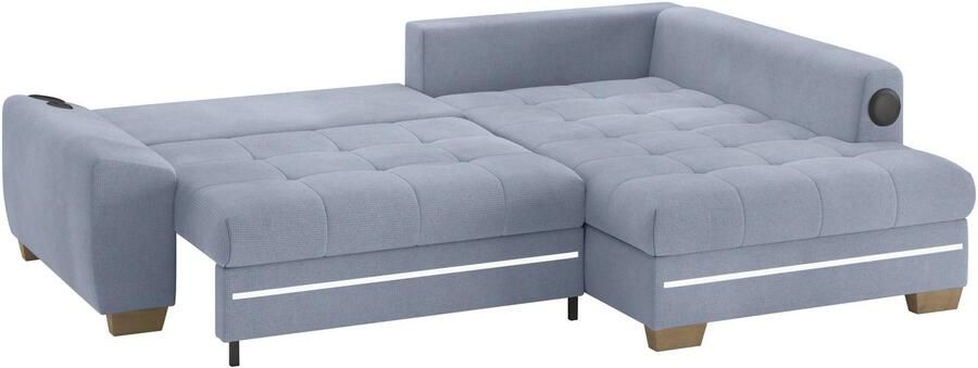 Mr. Couch Hoekbank Nikita II L-vorm RGB-LED Bluetooth-geluidssysteem optioneel met bed bedlade - Foto 3