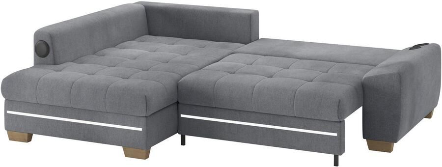 Mr. Couch Hoekbank Nikita II L-vorm RGB-LED Bluetooth-geluidssysteem optioneel met bed bedlade - Foto 3