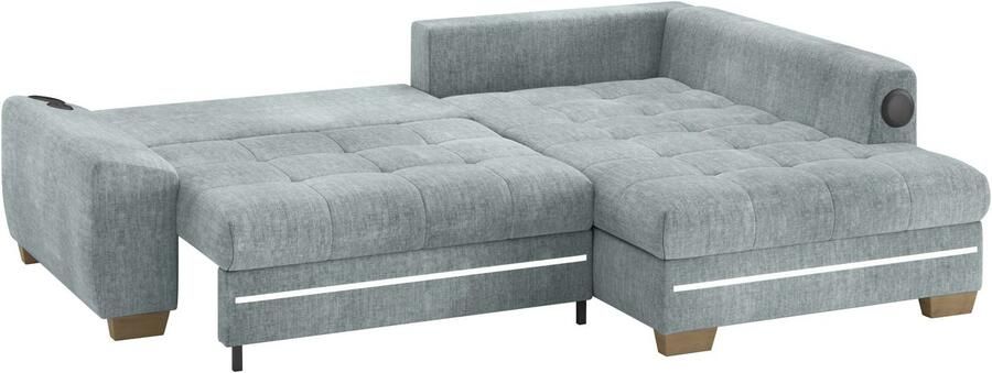 Mr. Couch Hoekbank Nikita II L-vorm RGB-LED Bluetooth-geluidssysteem optioneel met bed bedlade - Foto 3