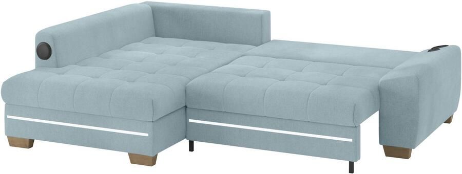 Mr. Couch Hoekbank Nikita II L-vorm RGB-LED Bluetooth-geluidssysteem optioneel met bed bedlade - Foto 3