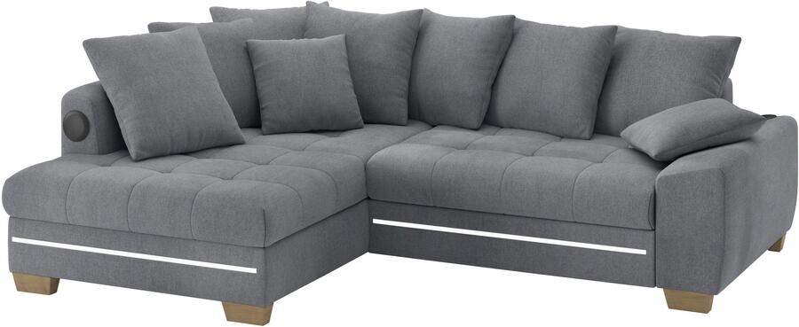 Mr. Couch Hoekbank Nikita II L-vorm RGB-LED Bluetooth-geluidssysteem optioneel met bed bedlade - Foto 4