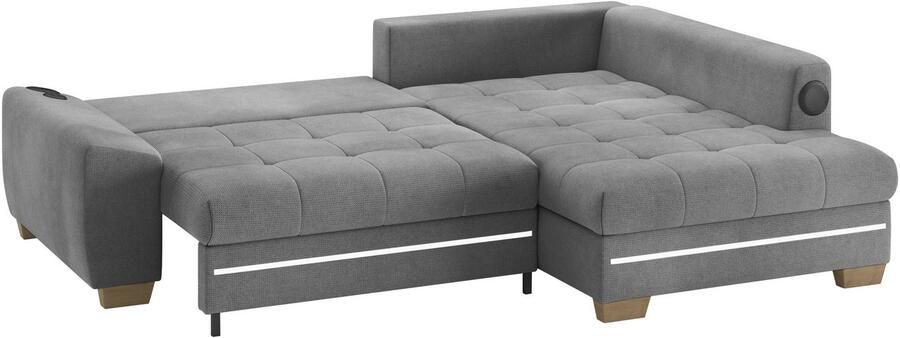 Mr. Couch Hoekbank Nikita II L-vorm RGB-LED Bluetooth-geluidssysteem optioneel met bed bedlade - Foto 3