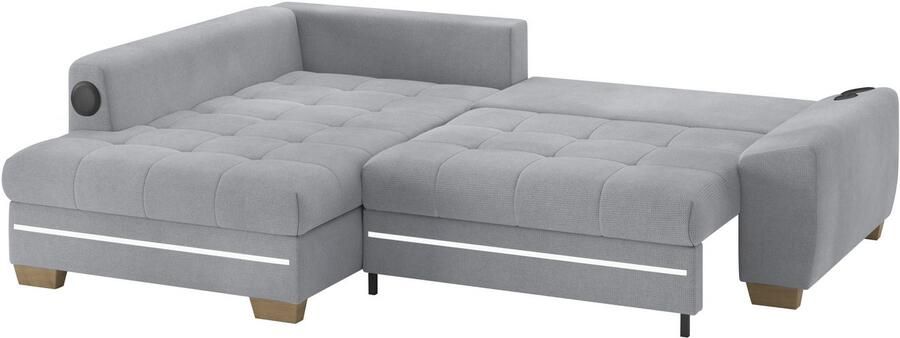 Mr. Couch Hoekbank Nikita II L-vorm RGB-LED Bluetooth-geluidssysteem optioneel met bed bedlade - Foto 3