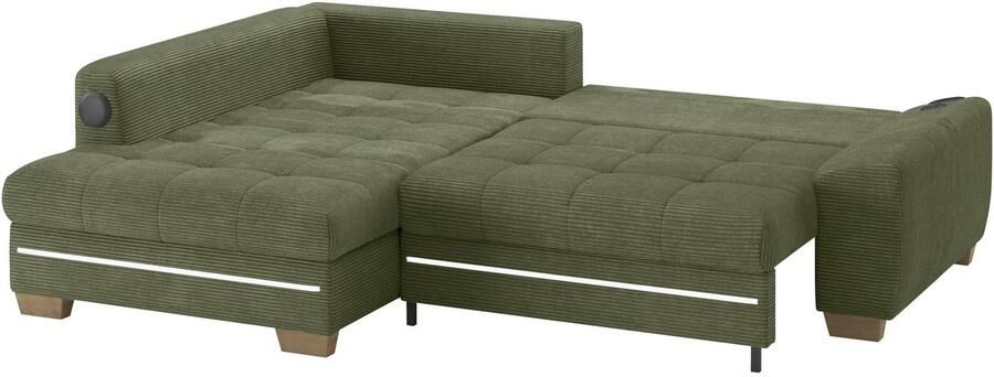 Mr. Couch Hoekbank Nikita II L-vorm RGB-LED Bluetooth-geluidssysteem optioneel met bed bedlade - Foto 3