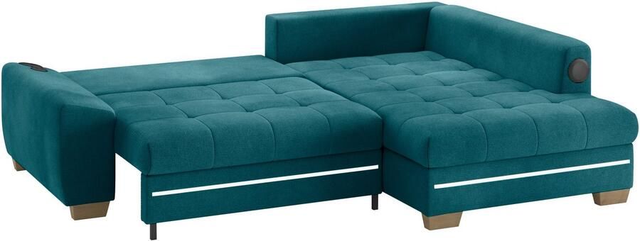 Mr. Couch Hoekbank Nikita II L-vorm RGB-LED Bluetooth-geluidssysteem optioneel met bed bedlade - Foto 3