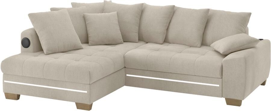 Mr. Couch Hoekbank Nikita II L-vorm RGB-LED Bluetooth-geluidssysteem optioneel met bed bedlade - Foto 4