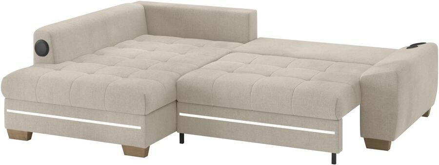 Mr. Couch Hoekbank Nikita II L-vorm RGB-LED Bluetooth-geluidssysteem optioneel met bed bedlade - Foto 3