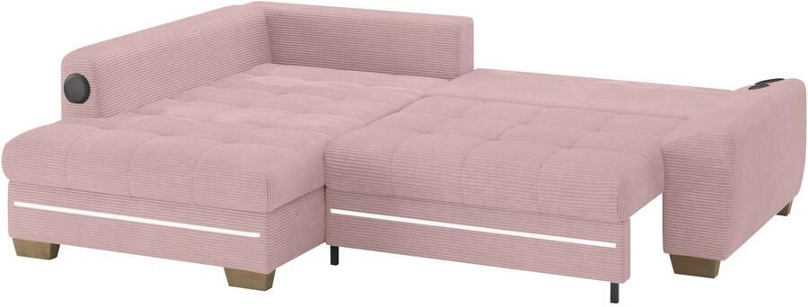 Mr. Couch Hoekbank Nikita II L-vorm RGB-LED Bluetooth-geluidssysteem optioneel met bed bedlade - Foto 3