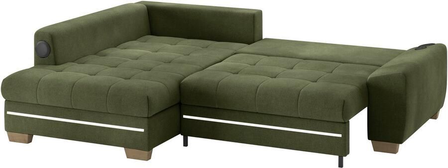 Mr. Couch Hoekbank Nikita II L-vorm RGB-LED Bluetooth-geluidssysteem optioneel met bed bedlade - Foto 3