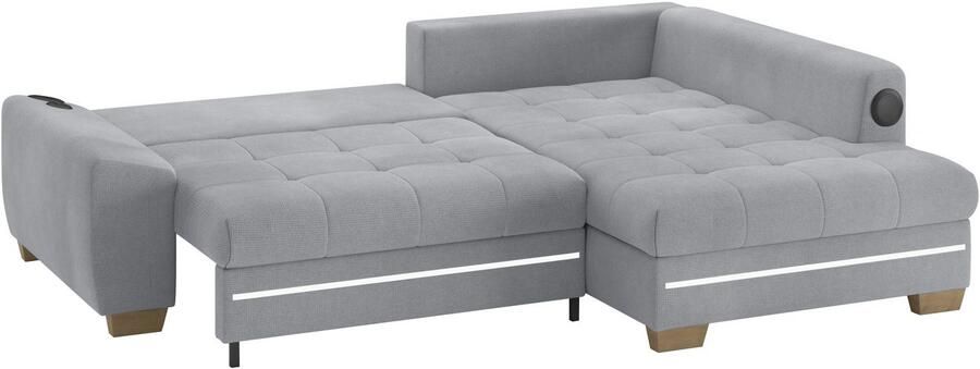 Mr. Couch Hoekbank Nikita II L-vorm RGB-LED Bluetooth-geluidssysteem optioneel met bed bedlade - Foto 3