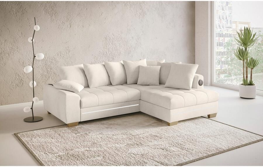 Mr. Couch Hoekbank Nikita II L-vorm RGB-LED Bluetooth-geluidssysteem optioneel met bed bedlade