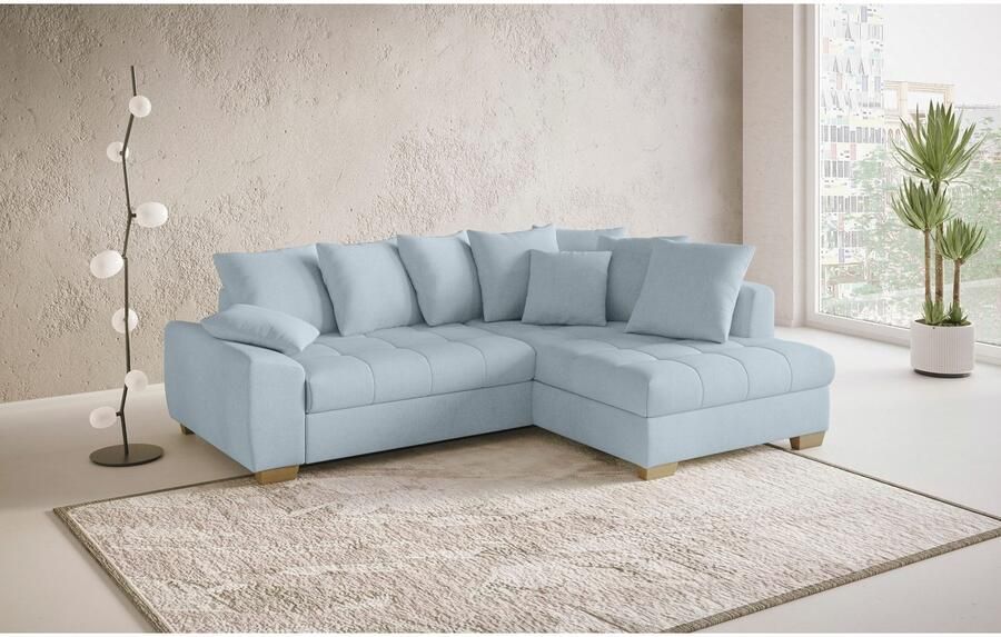 Mr. Couch Hoekbank Nikita II L-vorm tot 140kg per zitplaats belastbaar met koudschuim bekleding optioneel met bed en bedlade