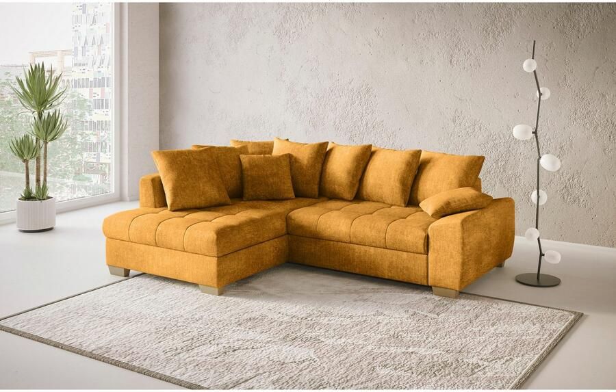 Mr. Couch Hoekbank Nikita II L-vorm tot 140kg per zitplaats belastbaar met koudschuim bekleding optioneel met bed en bedlade