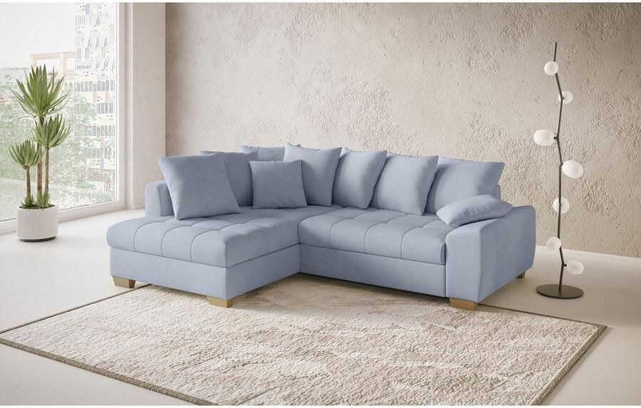 Mr. Couch Hoekbank Nikita II L-vorm tot 140kg per zitplaats belastbaar met koudschuim bekleding optioneel met bed en bedlade