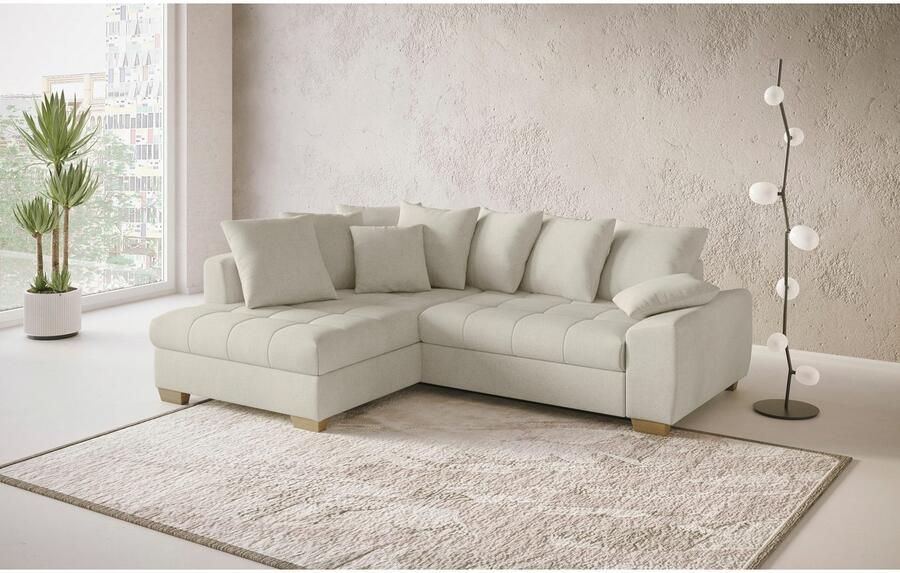 Mr. Couch Hoekbank Nikita II L-vorm tot 140kg per zitplaats belastbaar met koudschuim bekleding optioneel met bed en bedlade