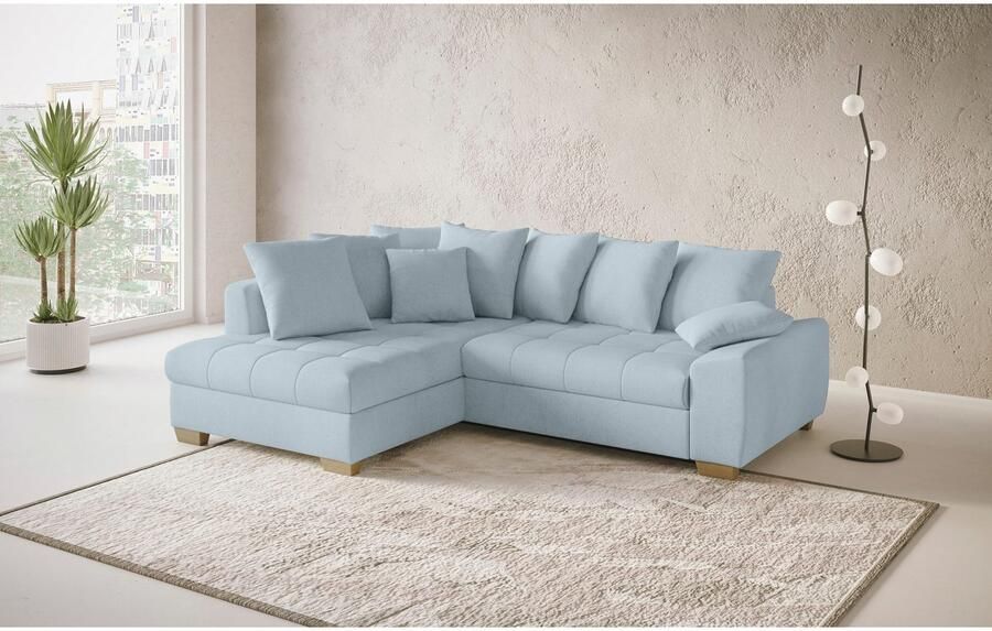 Mr. Couch Hoekbank Nikita II L-vorm tot 140kg per zitplaats belastbaar met koudschuim bekleding optioneel met bed en bedlade