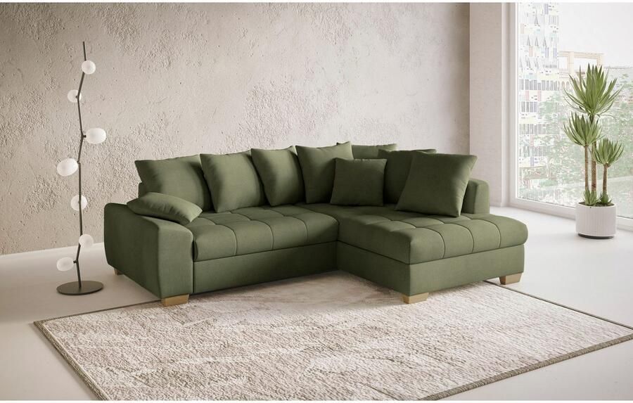 Mr. Couch Hoekbank Nikita II L-vorm tot 140kg per zitplaats belastbaar met koudschuim bekleding optioneel met bed en bedlade