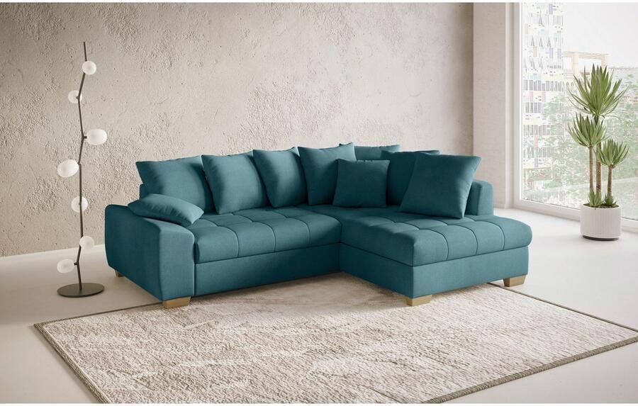 Mr. Couch Hoekbank Nikita II L-vorm tot 140kg per zitplaats belastbaar met koudschuim bekleding optioneel met bed en bedlade