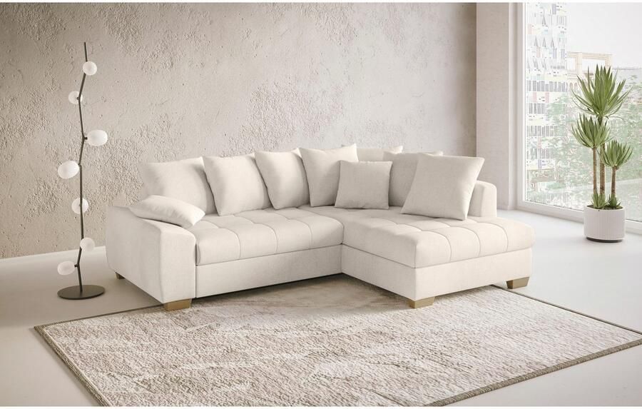 Mr. Couch Hoekbank Nikita II L-vorm tot 140kg per zitplaats belastbaar met koudschuim bekleding optioneel met bed en bedlade