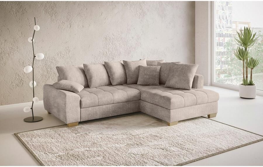 Mr. Couch Hoekbank Nikita II L-vorm tot 140kg per zitplaats belastbaar met koudschuim bekleding optioneel met bed en bedlade