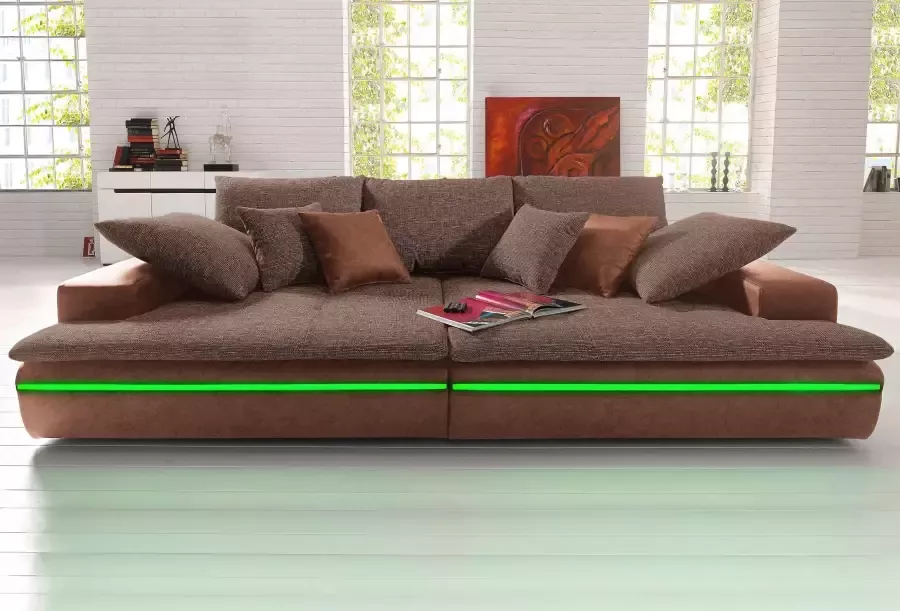 Mr. Couch Megabank Haïti naar keuze met koudschuim (140 kg belasting zitting) en rgb-ledverlichting te bestellen in verschillende afmetingen