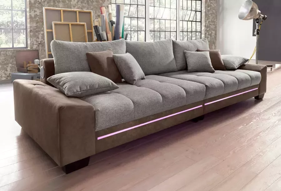 Mr. Couch Megabank NIKITA naar keuze met koudschuim (140 kg belasting zitting) en bluetooth-geluidssysteem en rgb-ledverlichting