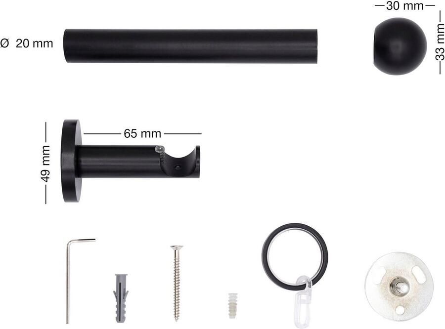 Home24 Gordijnroede op maat Ball I(1 rails ) mydeco