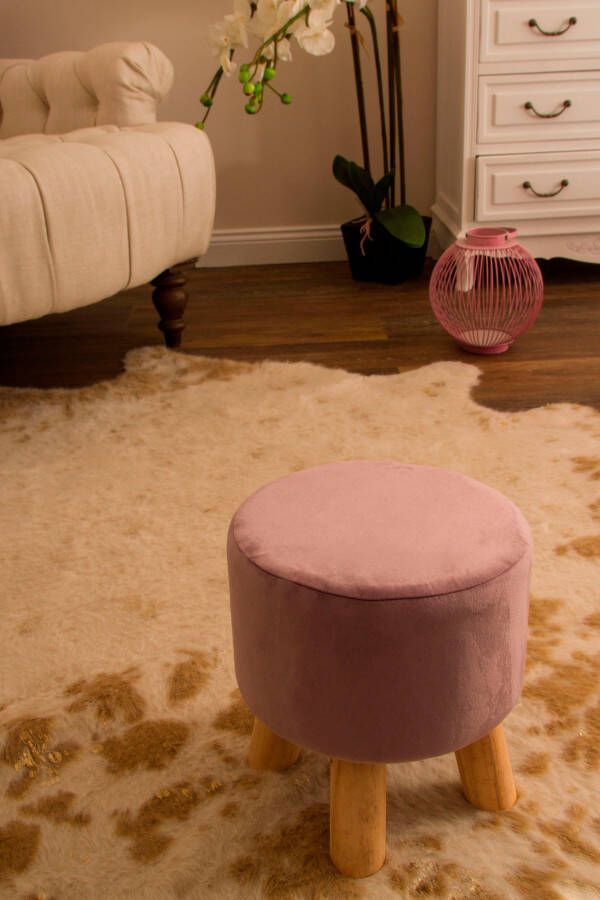 My Flair Hocker met 4 poten in naturel roze - Foto 4