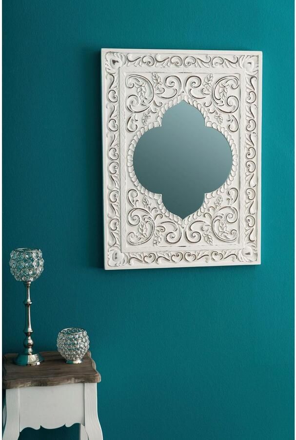My Flair Sierspiegel Felicitas Wandspiegel wit landhuis rechthoekig oriënt-look (1 stuk)