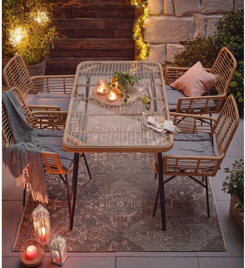 My Flair Tuin-eethoek 1 tafel 4 stoelen (5-delig)