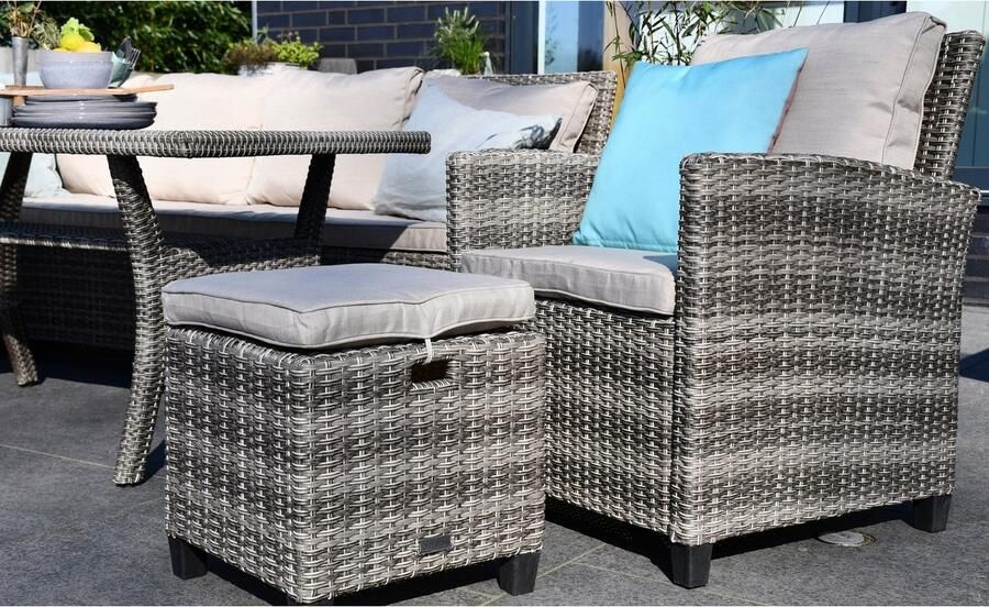 My Flair Tuinset 1 bank 1 fauteuil 2 poefs 1 tafel (5-delig) - Foto 7
