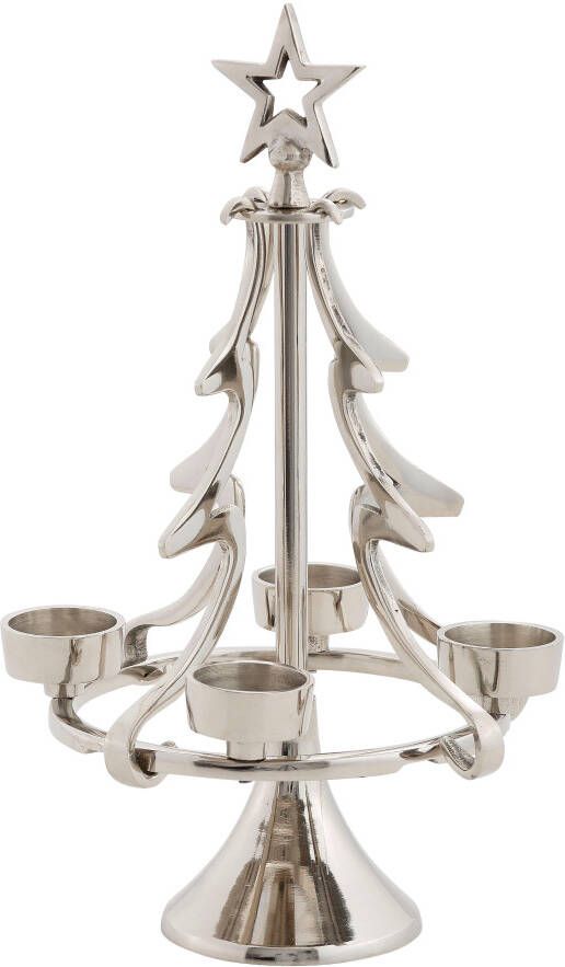 My home Adventsverlichting Jason kerstversiering Kaarshouder in bijzonder design dennenboom van aluminium (1 stuk) - Foto 4