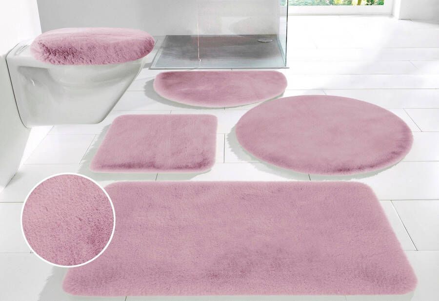 My home Badmat Rabbit badmatten badmat badkamer tapijt Konijnenbont-gevoel badmat rechthoekig rond & als 3-delige set