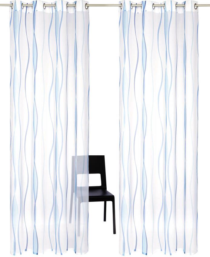 My home Gordijn Dimona set van 2 transparant voile polyester golven (2 stuks) - Foto 1