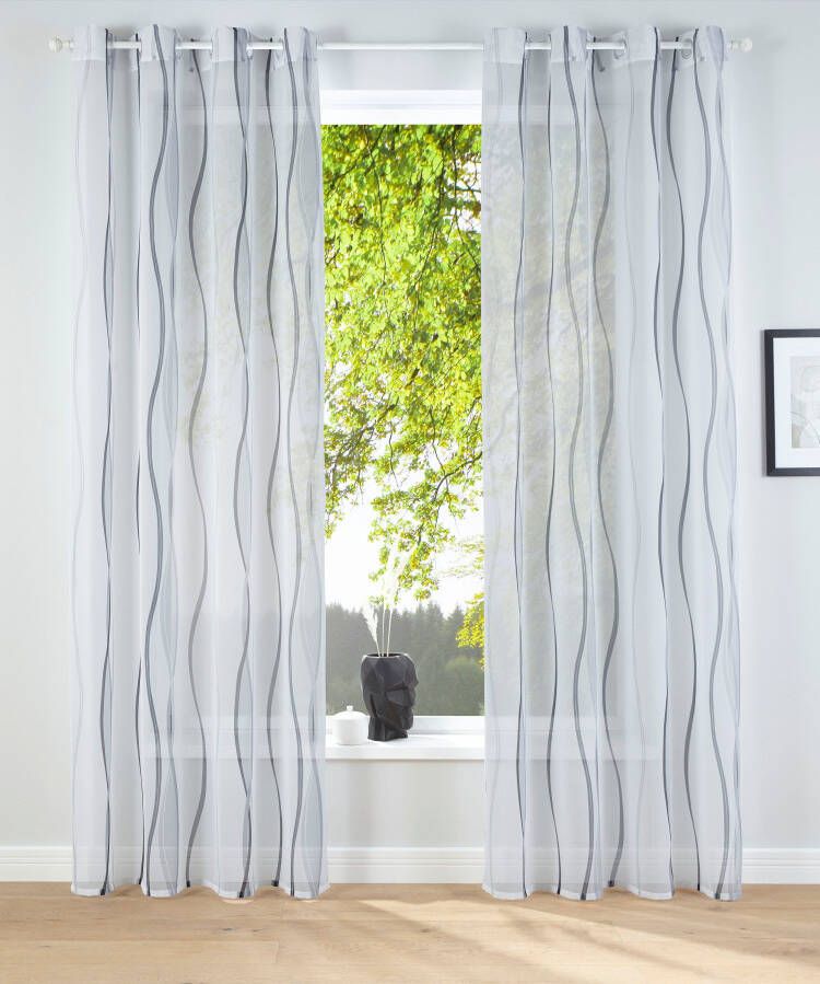 My home Gordijn Dimona set van 2 transparant voile polyester golven (2 stuks) - Foto 1