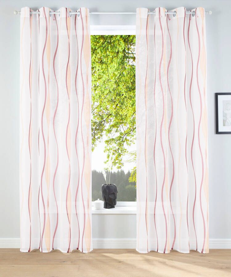 My home Gordijn Dimona set van 2 transparant voile polyester golven (2 stuks) - Foto 5