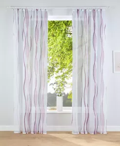 My home Gordijn Dimona Transparant voile polyester golven (2 stuks)