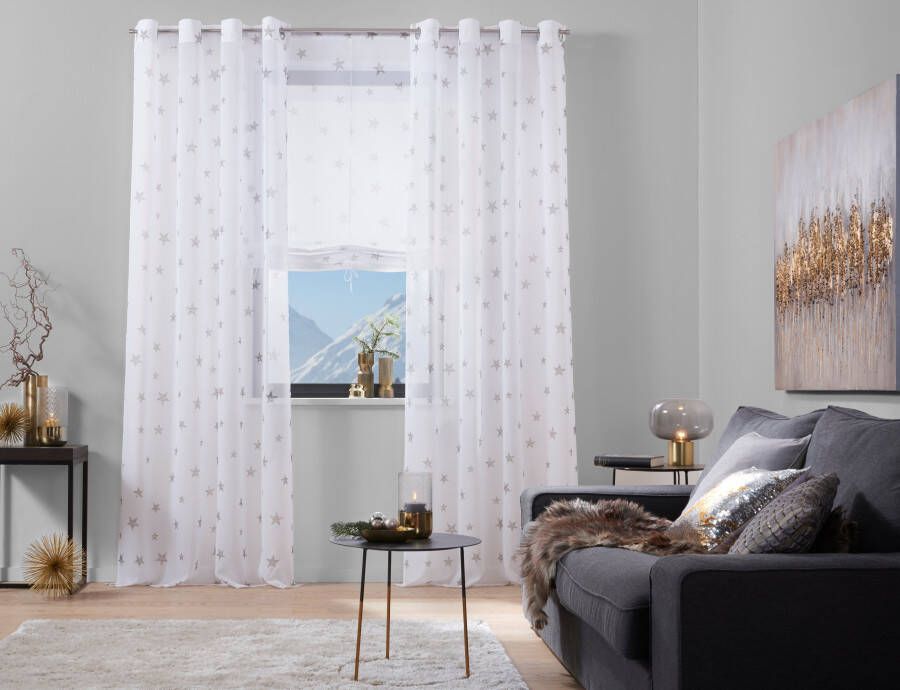 My home Gordijn Ster Transparant voile polyester (1 stuk) - Foto 1