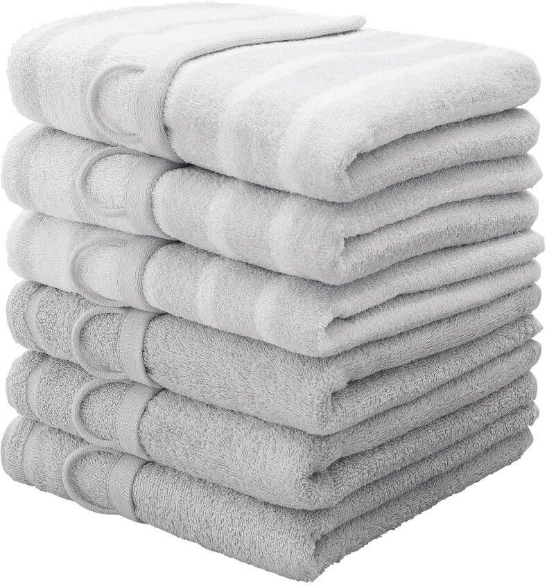 My home Handdoeken Finn in 6-delige set uni- en gestreept design van 100% katoen (6 stuks) - Foto 6