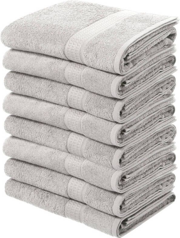 My home Handdoeken Juna als set en serie verkrijgbaar 8 handdoeken 50x100 cm 8-delig handdoekset 100% katoen met bies uni-kleuren zacht (8 stuks) - Foto 5