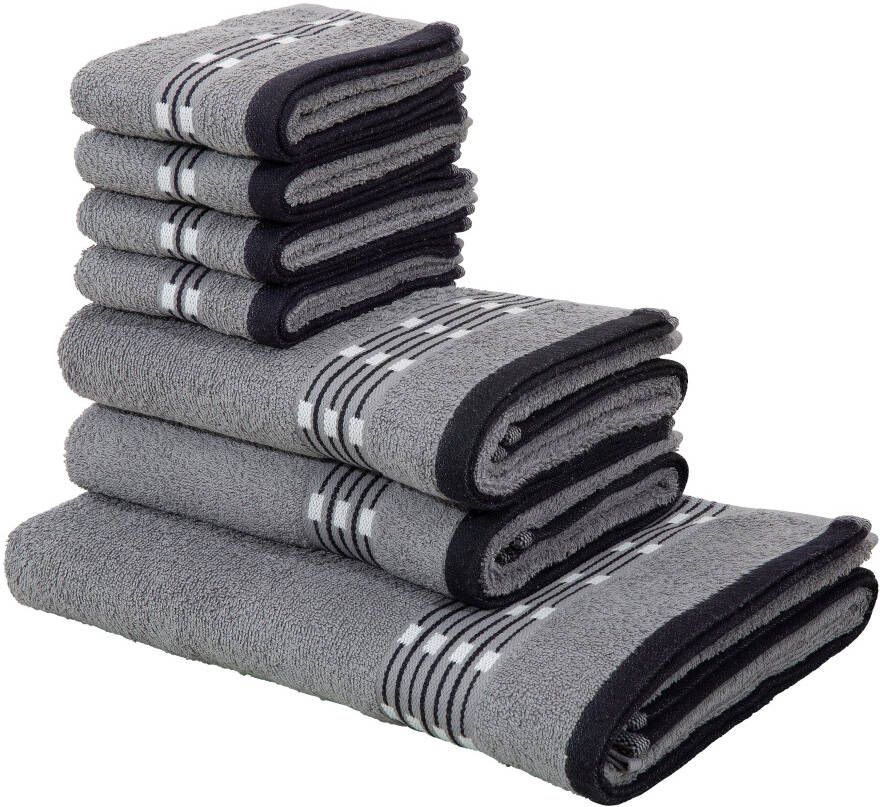 My home Handdoekenset Jonnie Handdoeken van 100% katoen handdoekenset met randdessin (set) - Foto 4