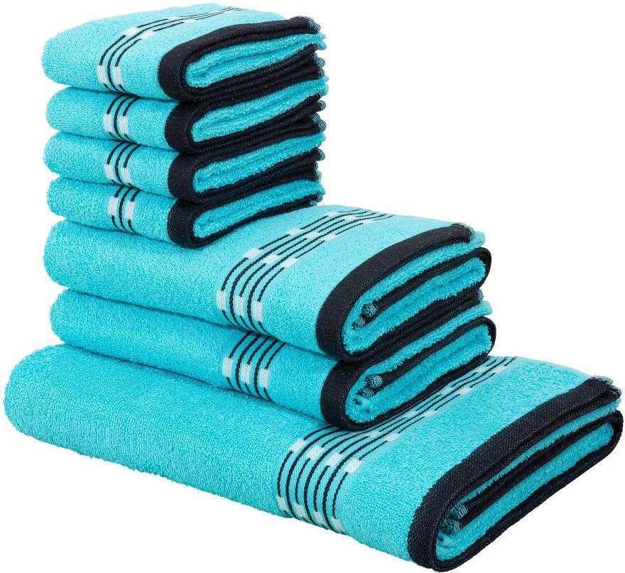 My home Handdoekenset Jonnie Handdoeken van 100% katoen handdoekenset met randdessin (set) - Foto 4