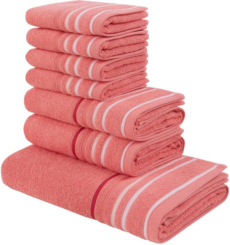My home Handdoekenset NIKI Handdoekenset met meerkleurige streeprand van 100% katoen (set 7-delig) - Foto 5