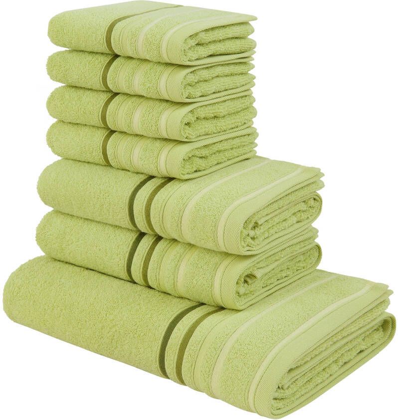 My home Handdoekenset NIKI Handdoekenset met meerkleurige streeprand van 100% katoen (set 7-delig)