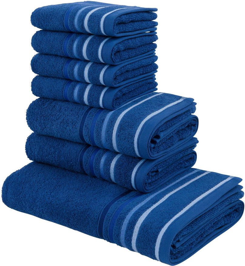 My home Handdoekenset NIKI Handdoekenset met meerkleurige streeprand van 100% katoen (set 7-delig) - Foto 5