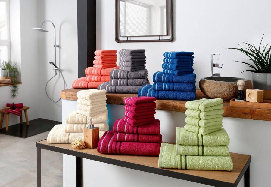 My home Handdoekenset NIKI Handdoekenset met meerkleurige streeprand van 100% katoen (set 7-delig) - Foto 4
